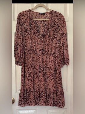 Lulus Mauve Leopard Print Mini Dress | Size Medium | Flowy Boho